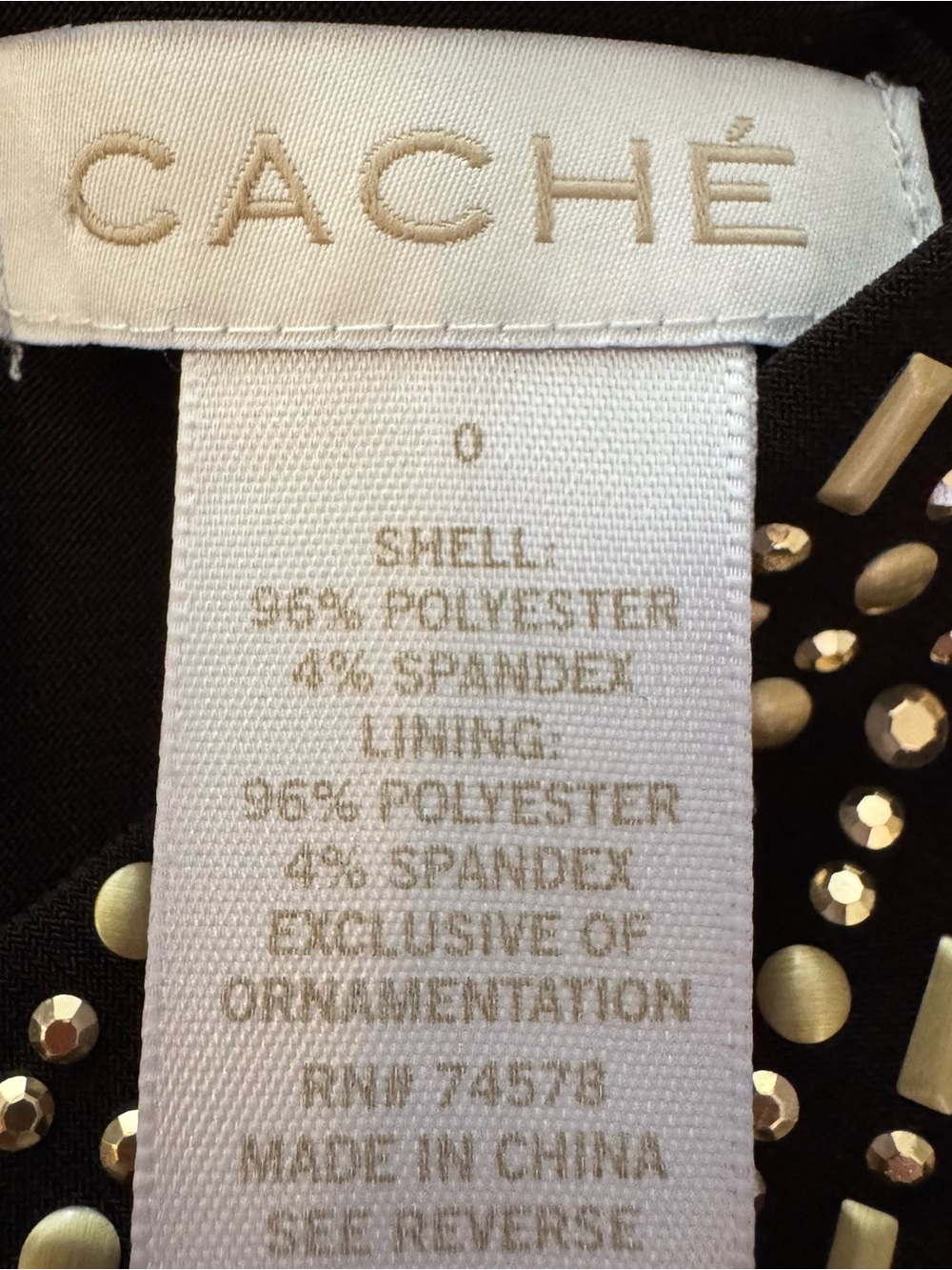 Cache Black Rhinestone Cold Shoulder Ruched Bodycon Dress 0 - Picture 5 of 8